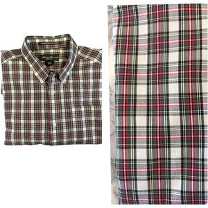EDDIE BAUER Christmas plaid button down shirt, size L